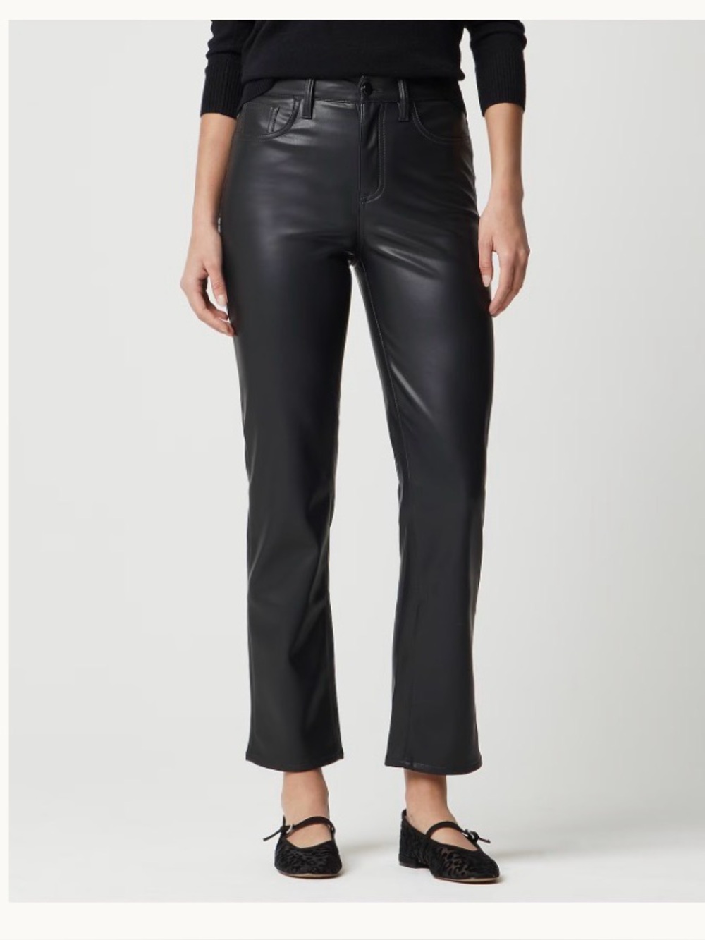 JCrew Tall full-length straight-leg pant in faux leather, size 26, NEW